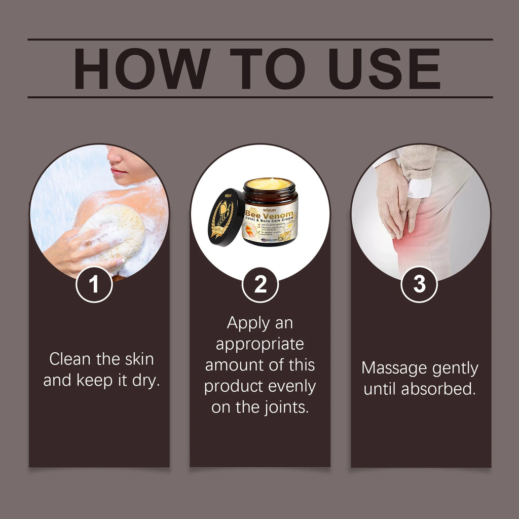 60g Bee Venom Body Massage Cream for Joint Care, Soothing Muscle Rub, Professional Skin Care Ointment for Daily Relaxation