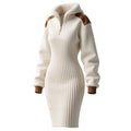 Women's Contrast Color Stitching   Hooded Long Sweatshirt