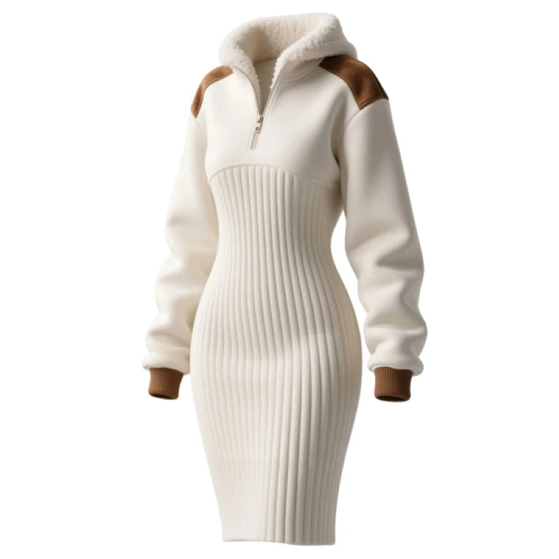 Women's Contrast Color Stitching   Hooded Long Sweatshirt