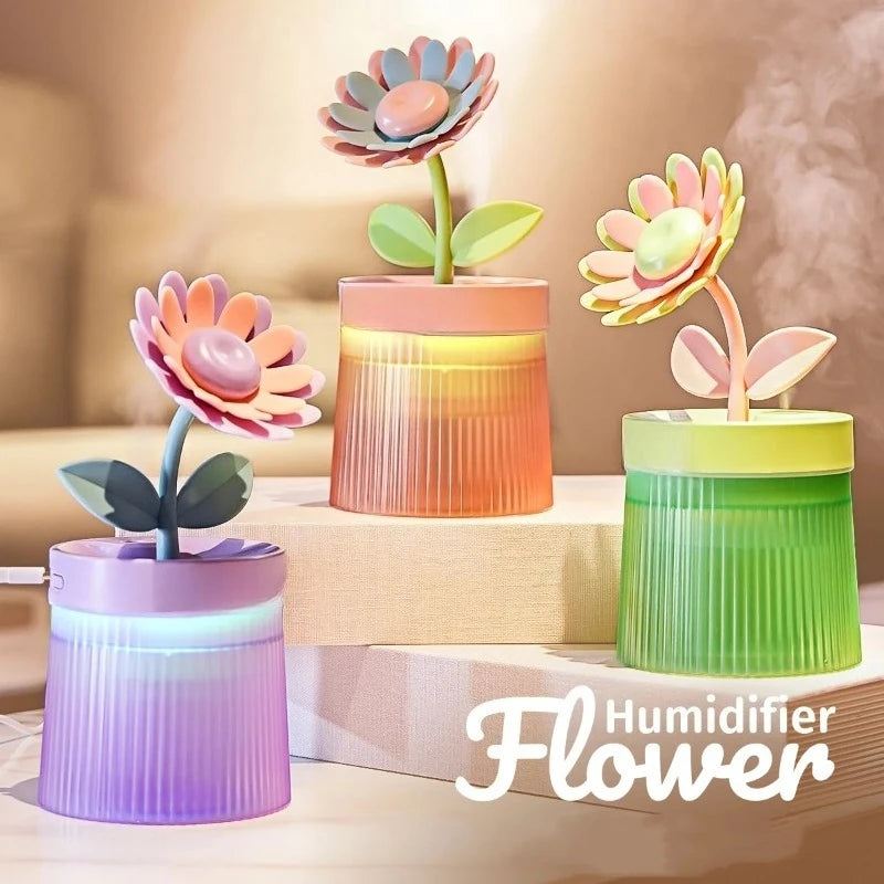 2026 Humidifier Portable USB Ultrasonic Colorful Cup Aroma Diffuser Cool Mist Maker Flower Air Humidifier Purifier With Light