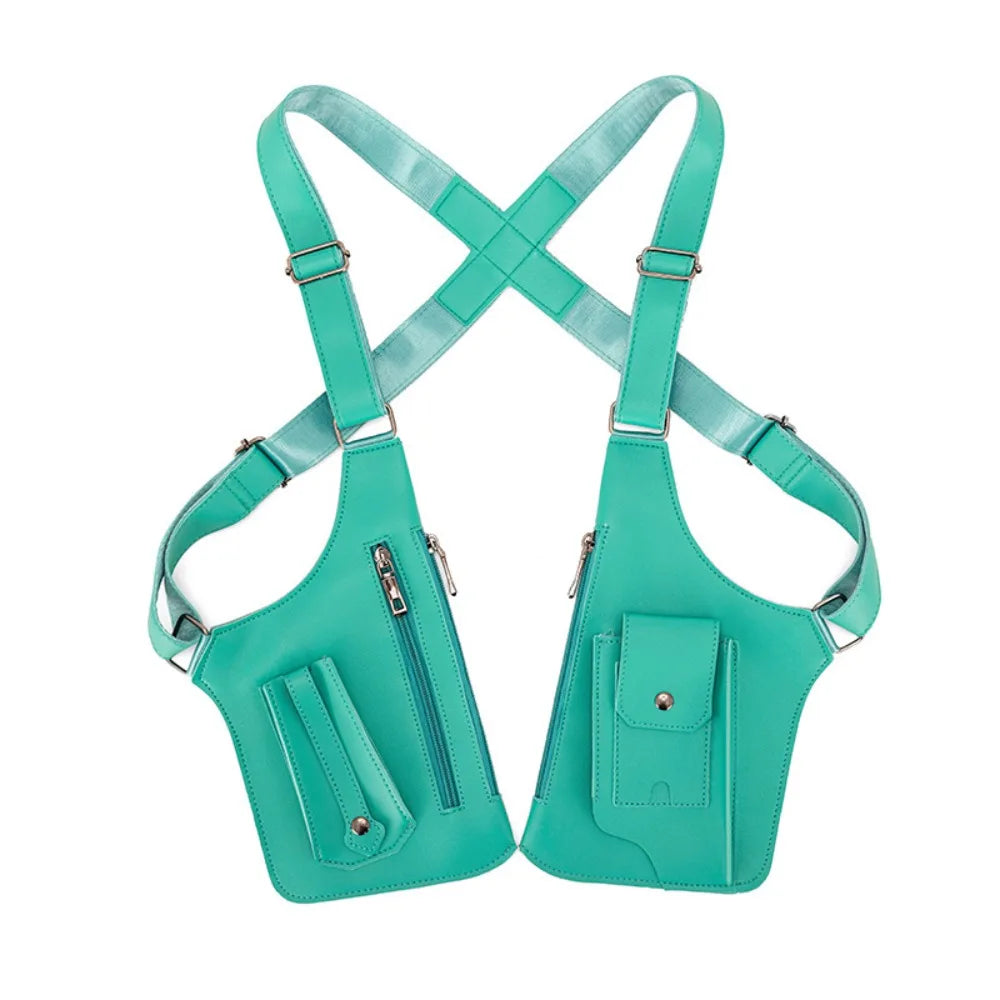 Retro Anti-theft Storage Vest Bag Multi-Pocket Leather Hidden Underarm Shoulder Concealed Multifunction Crossbody Bags Men Woman