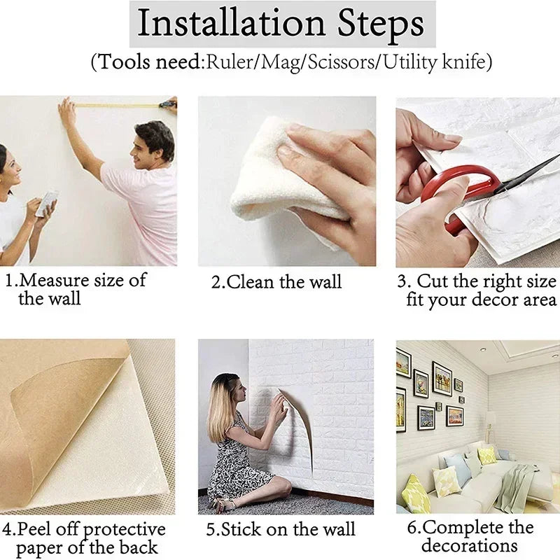 3D Wallpaper Decoration Self-adhesive Antique Foam Brick Wallpaper Living Room Bedroom Waterproof 3d Wall Sticker