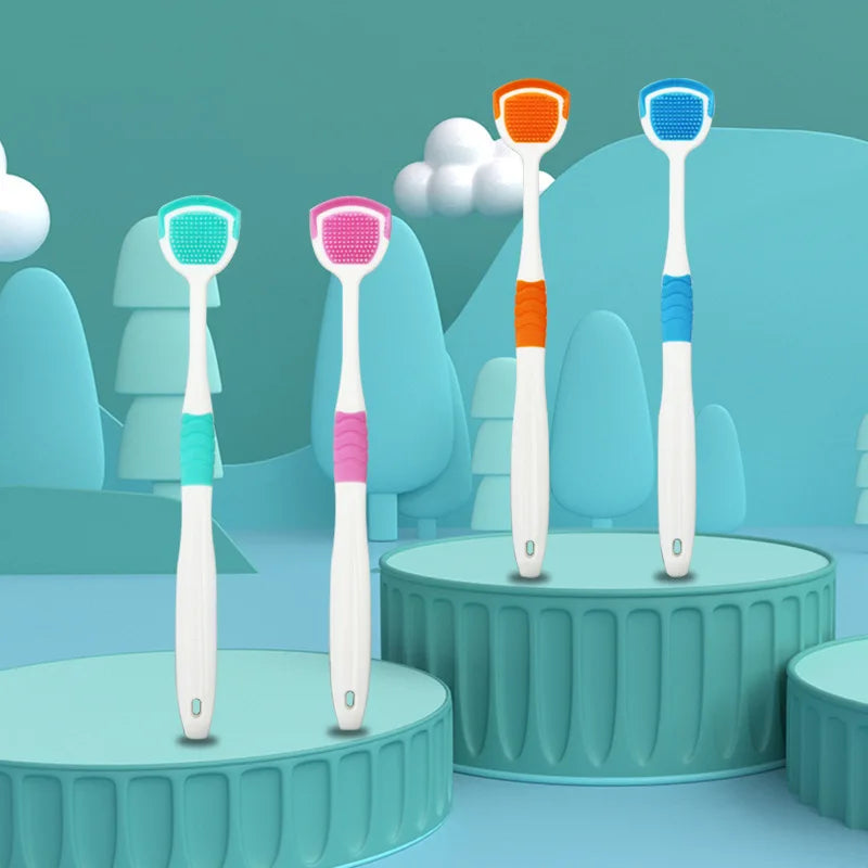 Tongue Cleaners Adult Kids Reusable Silicone Tongue Scraper Brush Washable Tongue Cleaning Tool Fresh Breath Oral Hygiene