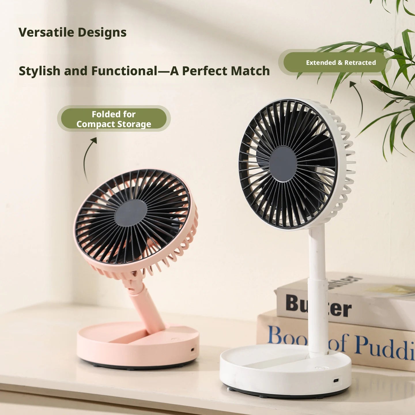 2026 New Desktop Fan USB Charging Model, Long Endurance Foldable Mini Retractable Fan, dormitory portable desktop Electric Fan