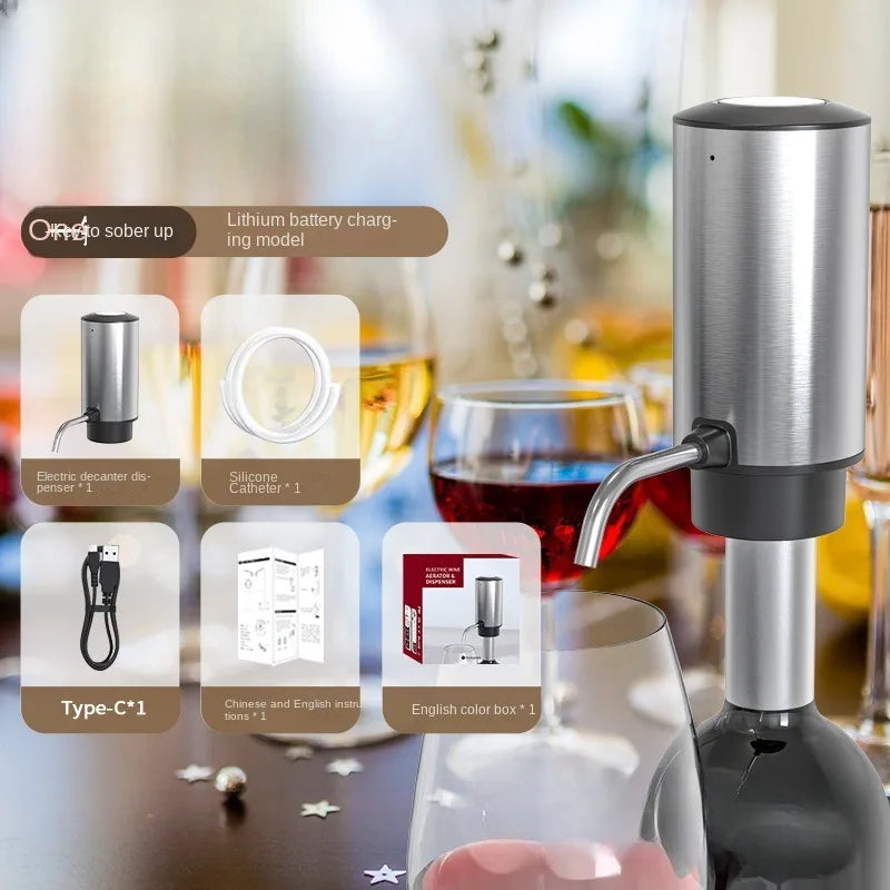 Electric Wine Aerator Dispenser Bar Party Accessories Stainless Steel Intelligent Automatic Decanter Pourer Valentine's Day Gift