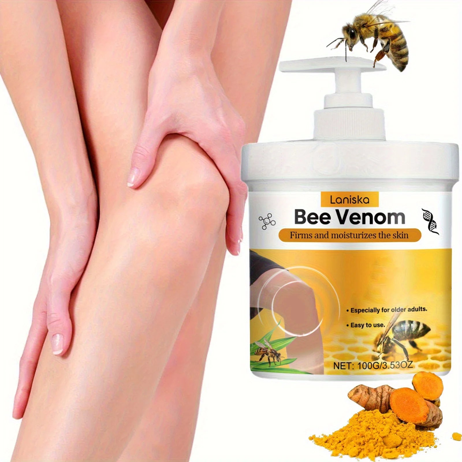 Bee Venom Joint Massage Cream - 100g Turmeric Arnica, Firms Hydrates Soft Smooth Skin All Types