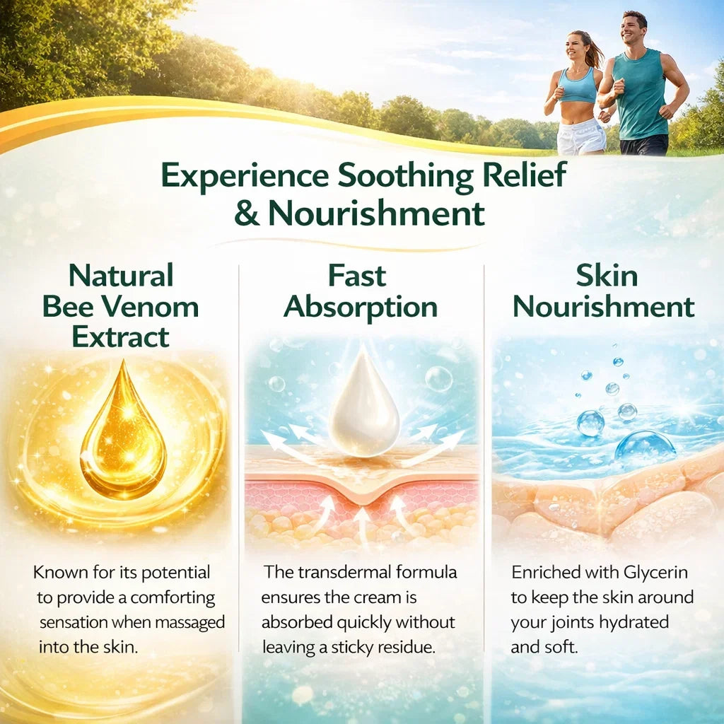 Bee Venom Joint Cream Soothing Massage Balm for Knees Lower Back Neck Hands Body Care Muscle Relaxation Gel Mobility Support 30g