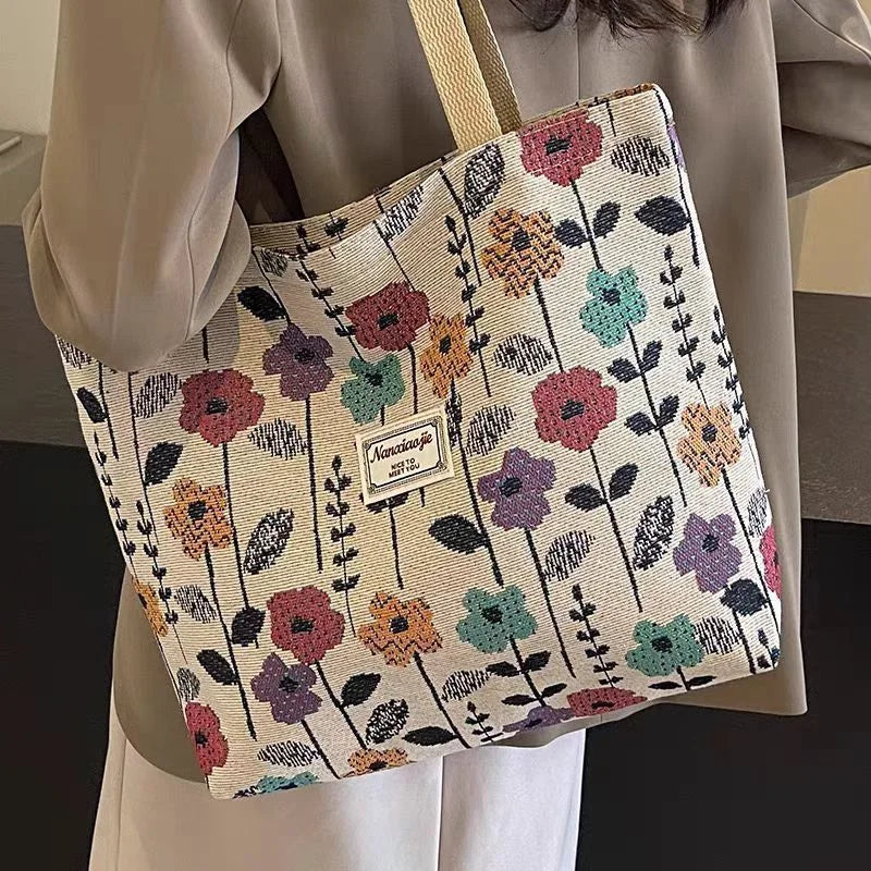 Large Capacity Niche Single Shoulder Bag for Women, Ins Style Canvas Bag, Tote Bag for Class, Commuting Bag