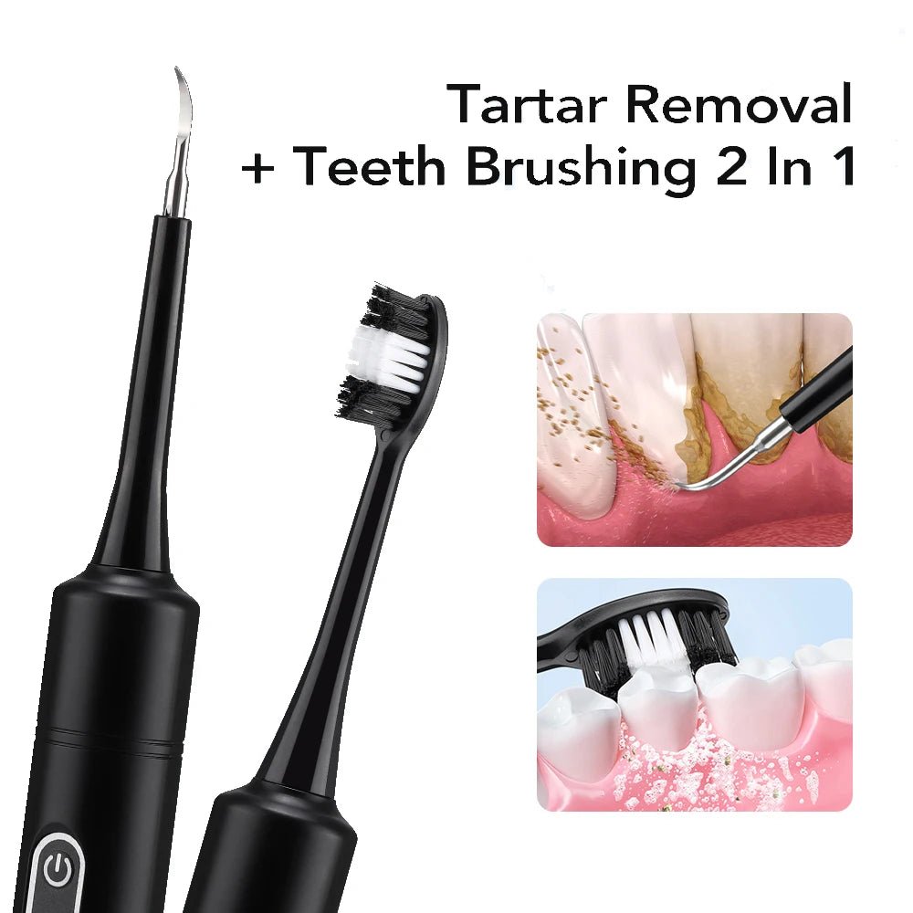 Electric Dental Scaler with Teeth Brush Head Calculus Tartar Remover Vibration Teeth Plaque Cleaner Oral Care Improve Odor