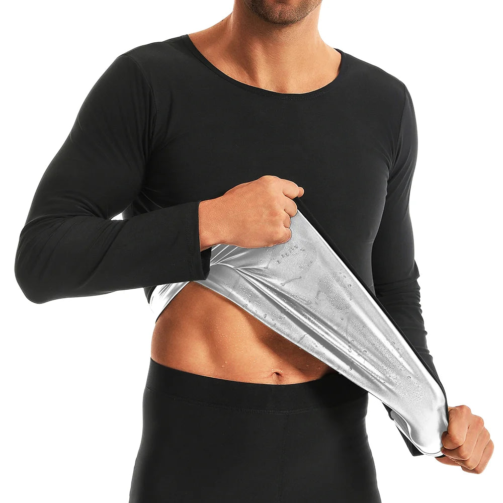 Sauna Weight Loss Sweating Long Sleeves Men Sauna Suit Bodybuilding Tops Gym Workout Corsets Fat Burning Sweat Suit Trimmer