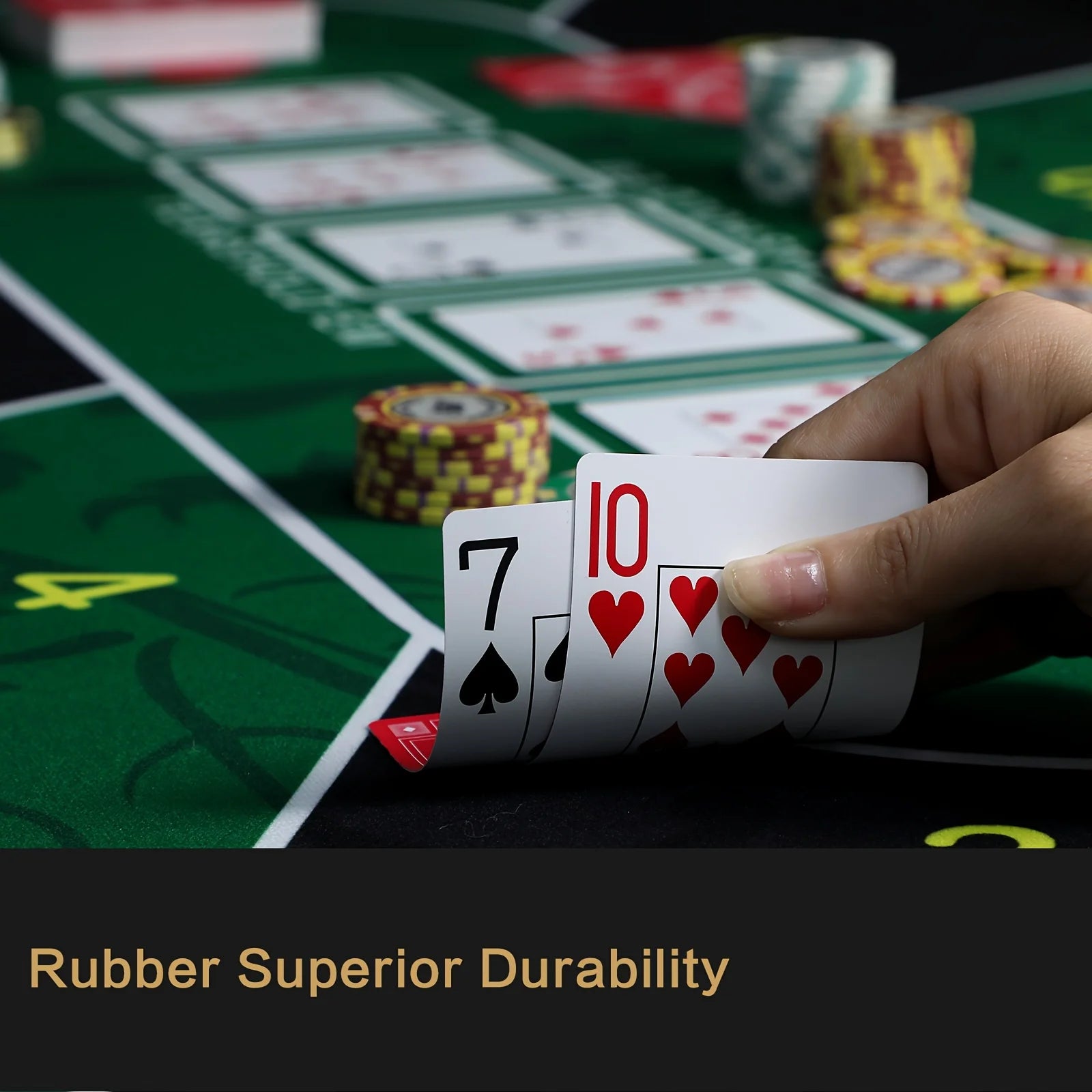 Texas Hold'Em Poker Mat Portable Rubber Poker Table Top Water Waterproof, Noise Reduction Suitable For Any Tabletop Game Premium