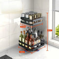 Non-Skid 360°Rotation Spice Rack Carbon Steel Organizer Storage Tray For Seasonings Spices Jars Cans Kitchen Utensil Accessories