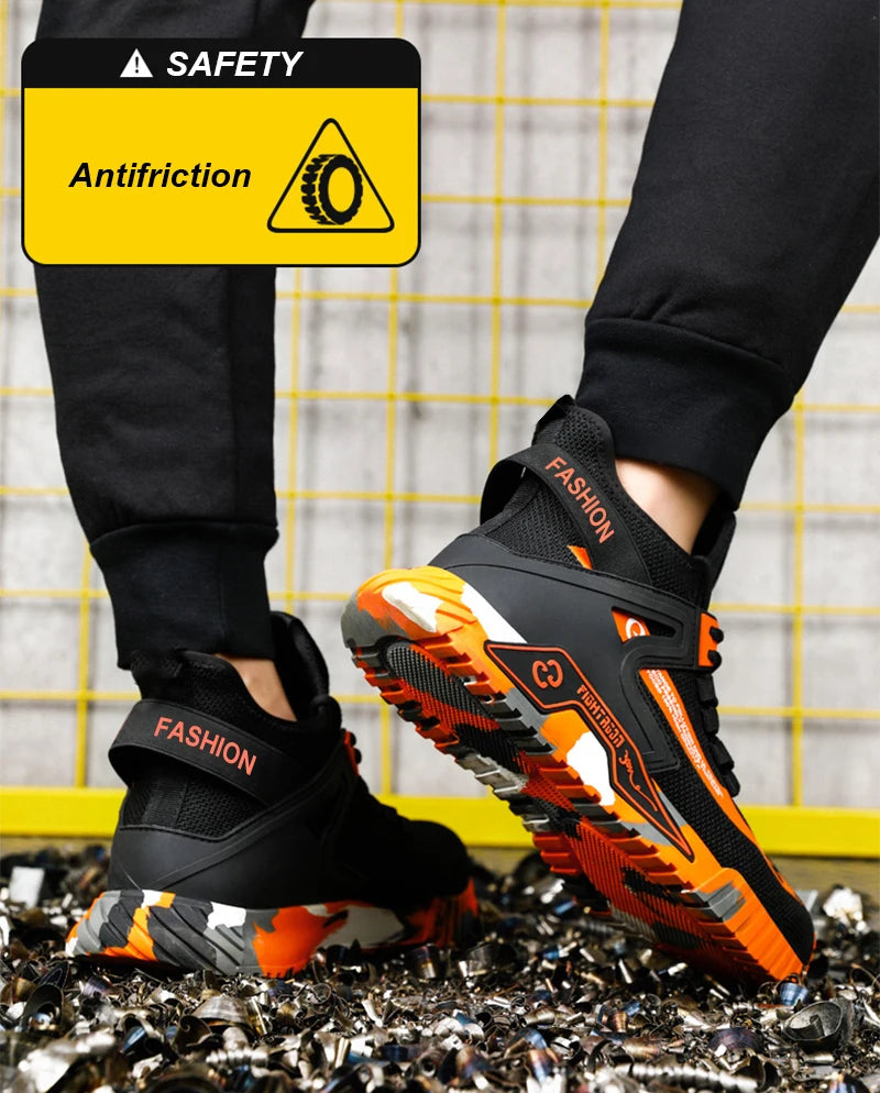 Steel Toe Anti-smash  Anti-Puncture Safety Shoes Men Lightweight Slip Resistant Work Shoes Comfortable Breathable Work Boots Men