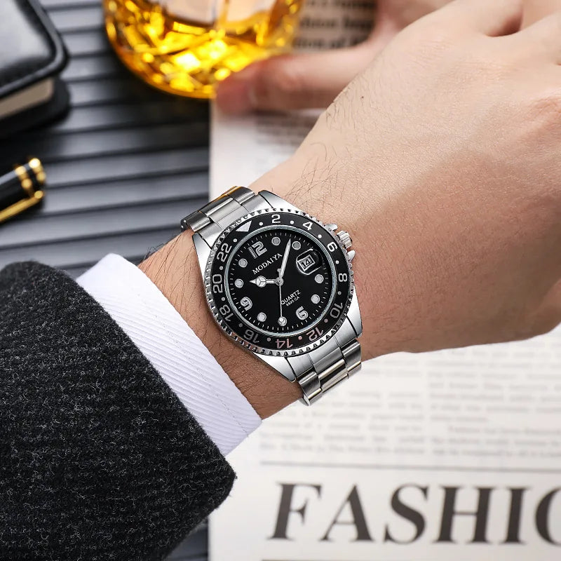 Fashion Men Business Watches Casual Silicone Band Calendar Quartz Watch Steel Wristwatch for Male Clock Reloj Hombre