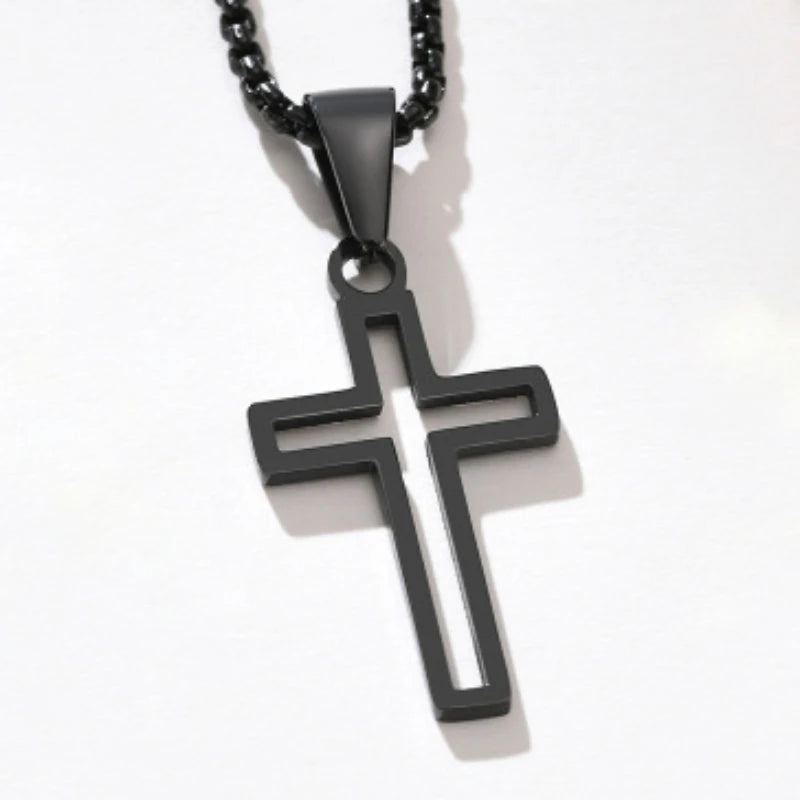 Fashion Cross Chain Pendant Necklace Fashion Men Women Metal Geometry Punk Gothic Party Jewelry Vintage Gifts