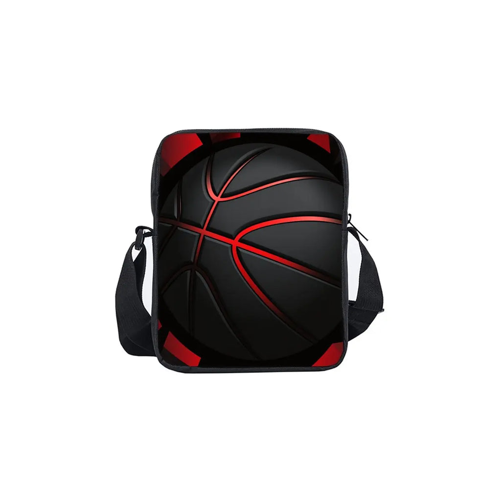 Basketball Printe Single Sided Messenger Bag for Boy/Girls Children Best Gifts 2D Flat Cartoon Casual Crossbody Bag