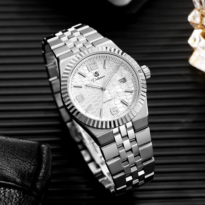 Luxury Automatic Mechanical DULUNWE Men's Watch Date Man Watch Waterproof Luminous Business Watches For Men Reloj
