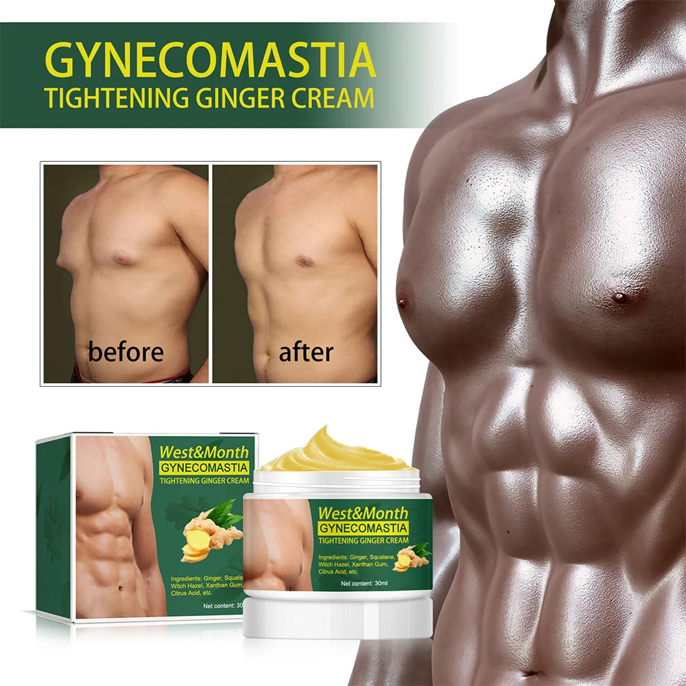 Man Breast Firm Massage Cream Ginger Serum Remove Excess Fat Effective Shrink Chest Gynecomastia Tighten Essence Oil Cream 30ml