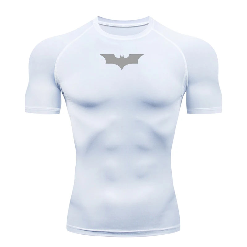 Bat Printed Men's Tight T-Shirt Running Compression Compression T Shirt Gym Fitness Jogging Short Sleeve Male Casual Shirt Tops