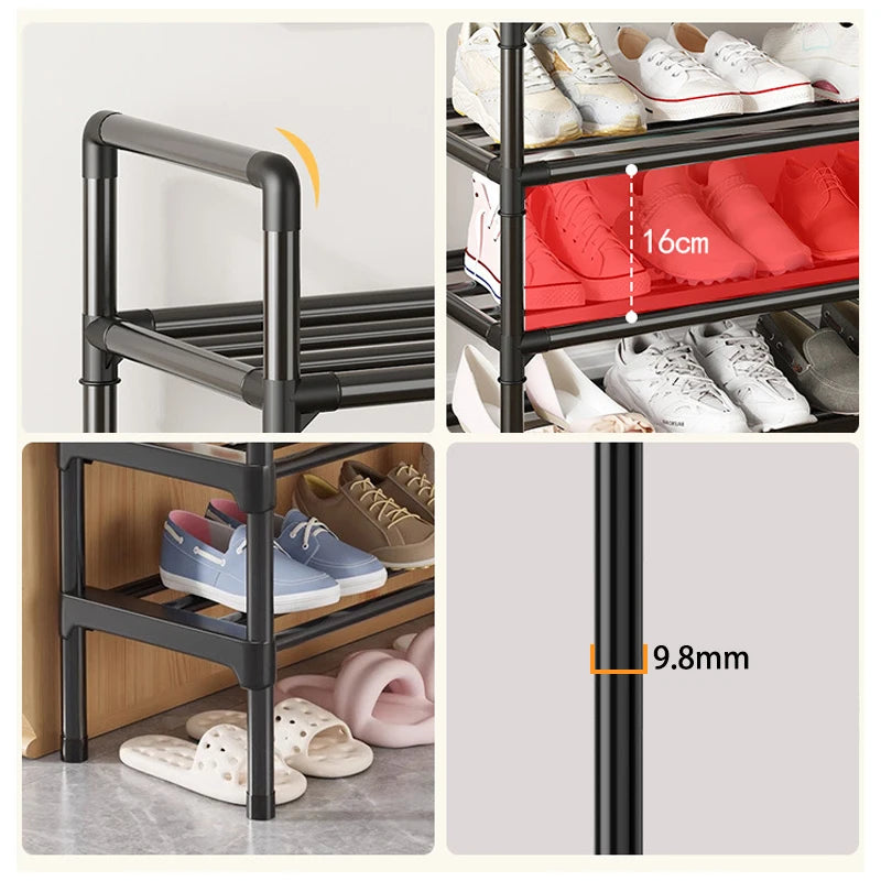 Multiple Layers Metal Shoe Rack, Large Capacity Shoe Organizer for Entryway, Closet, Garage, Shoe Shelf for Living Room
