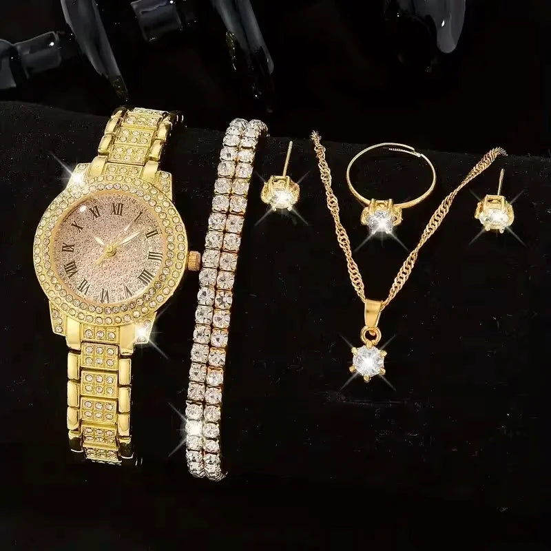 Women Watch Luxury Elegant Alloy Watch Crystal Wristwatch For Ladies Gift Quartz Watch Alloy Rhinestone Bracelet Montre