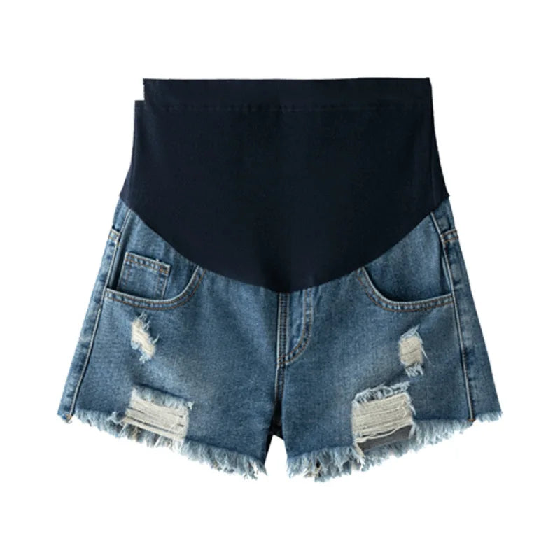 Large Size Maternity Shorts High Waisted Elastic Pregnancy Denim Pants Summer Short Jeans for Pregnant Women
