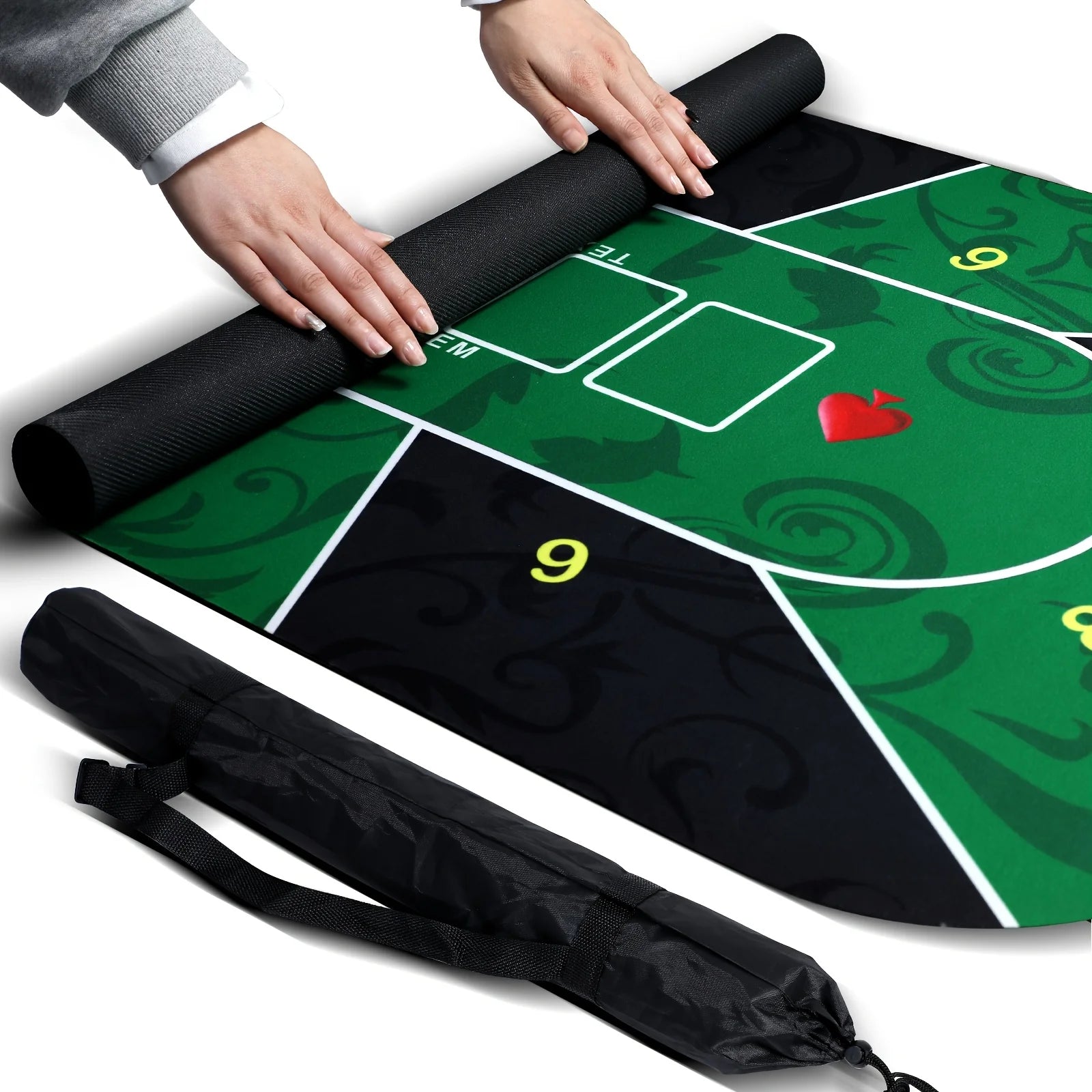 Texas Hold'Em Poker Mat Portable Rubber Poker Table Top Water Waterproof, Noise Reduction Suitable For Any Tabletop Game Premium