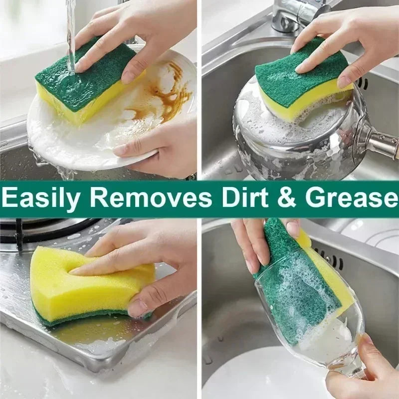 Premium Double-Sided Cleaning Sponge Durable Non-Scratch Super Absorbent - Ideal for Household Cleaning Dishwashing Kitchen Use