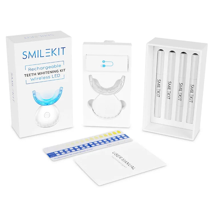Teeth Whitening Kit with Wireless Charging, LED Light Teeth Whitener & Gel, At-Home White Smile Care System