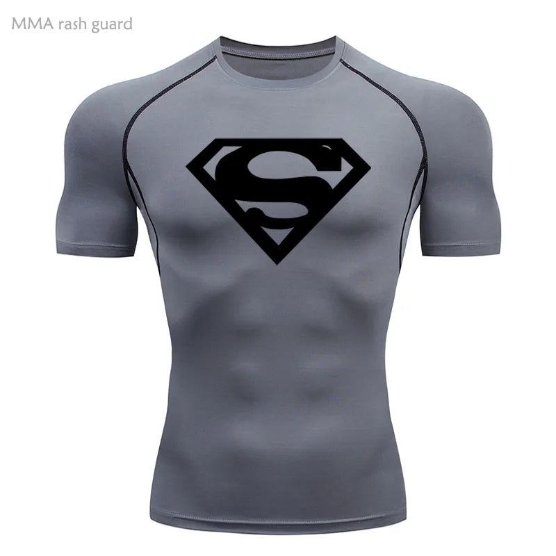 Sports Compression Shirt Men's T-Shirt Short Sleeve Quick Dry Summer Fitness Top Bodybuilder T-shirt Running Men's Gym Clothing