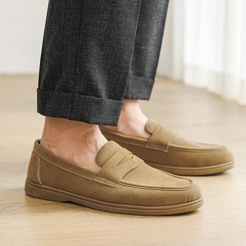 Men's Slip On Loafers Preppy Lightweight Breathable Comfort Outdoor Flats Non Slip Soft Sole Casual Daily Walking Shoes