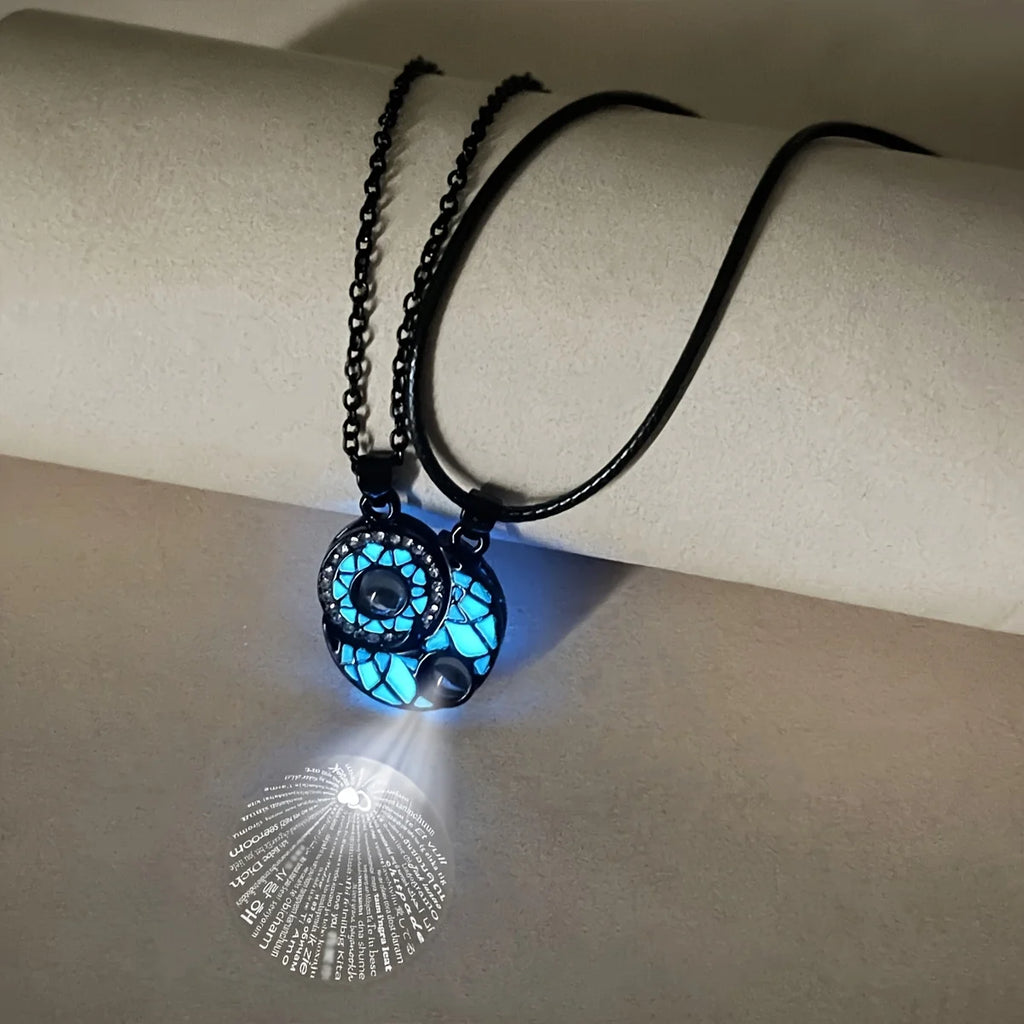 Luminous 100 Languages I Love You Necklace, Glow in the Dark Couple Pendant Necklace, Couple Gift for Boyfriend Girlfriend