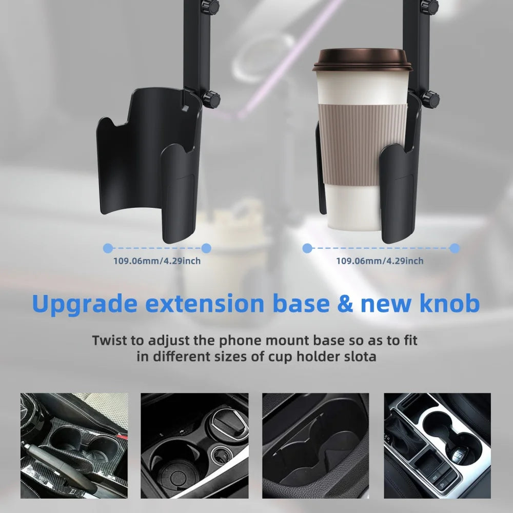Car 2-1 Mobile Phone Holder Cup Holder Mobile Phone Holder Vertical Horizontal Rotation Universal Drink Holder