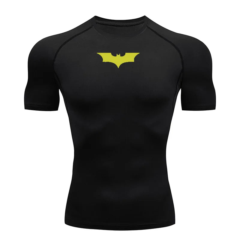 Bat Printed Men's Tight T-Shirt Running Compression Compression T Shirt Gym Fitness Jogging Short Sleeve Male Casual Shirt Tops