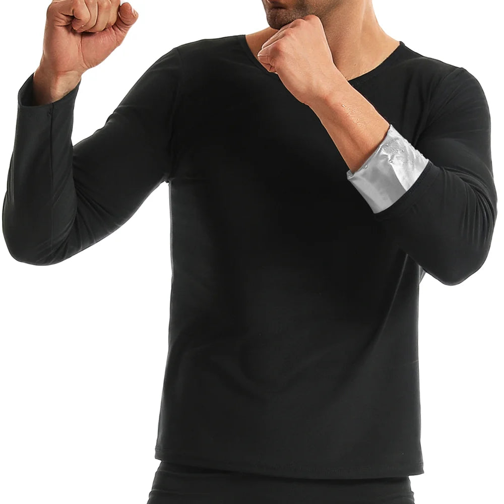 Sauna Weight Loss Sweating Long Sleeves Men Sauna Suit Bodybuilding Tops Gym Workout Corsets Fat Burning Sweat Suit Trimmer