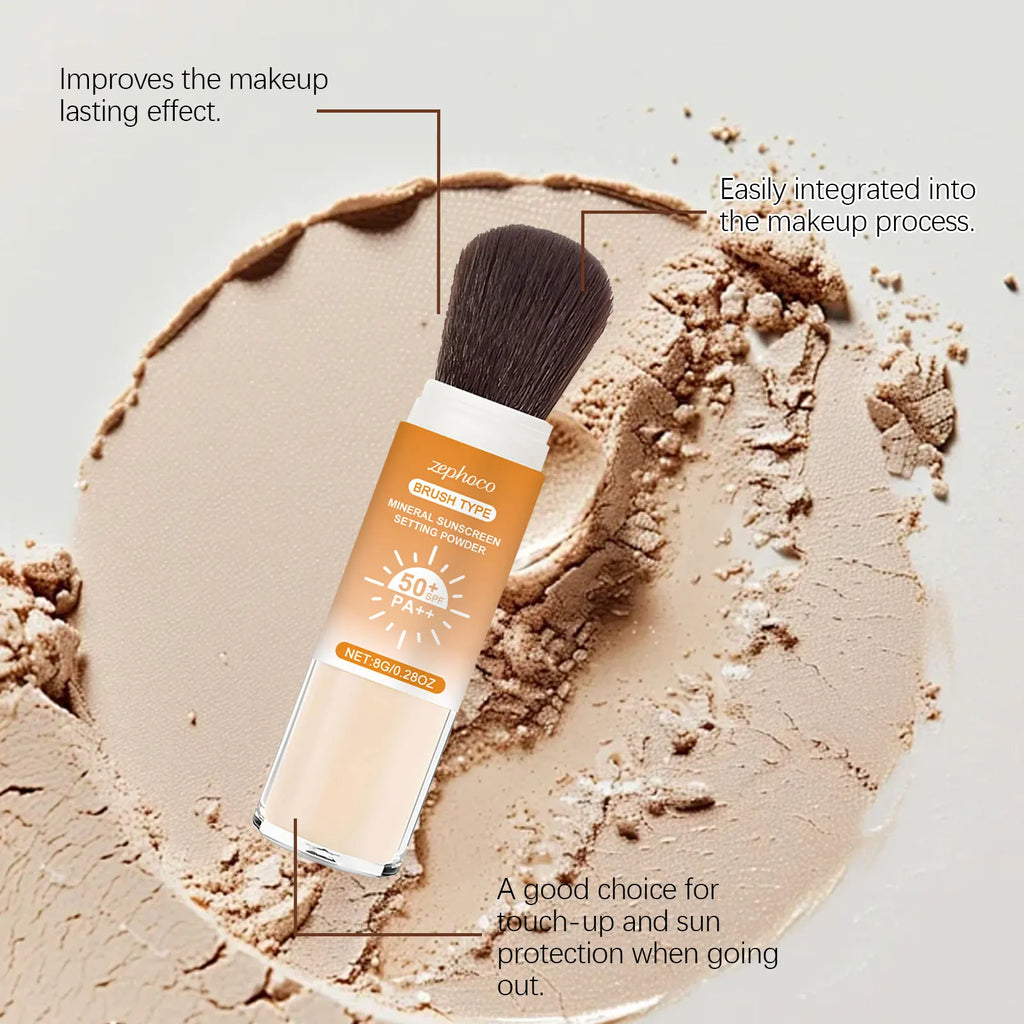 SPF 50+ Sunscreen Setting Powder Oil Control Long Lasting Matte Natural Smooth Protective Powder Outdoor Breathable Face Makeup