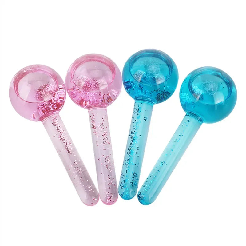 2PCS/pair Large Beauty Ice Hockey Energy Beauty Crystal Ball Facial Cooling Ice Globes Water Wave Face and Eye Massage Skin Care