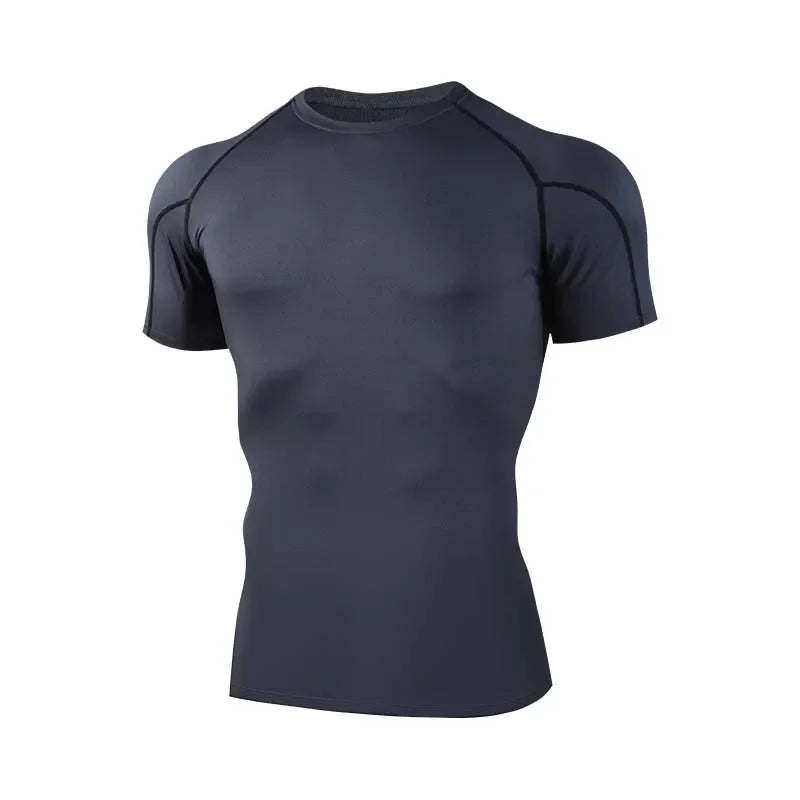 Compressed T-shirt Men's sportswear Running T-shirt Elastic Quick-drying Exercise T-shirt for men exercising in the gym