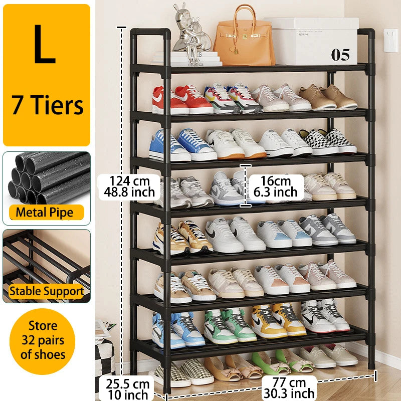 Multiple Layers Metal Shoe Rack, Large Capacity Shoe Organizer for Entryway, Closet, Garage, Shoe Shelf for Living Room