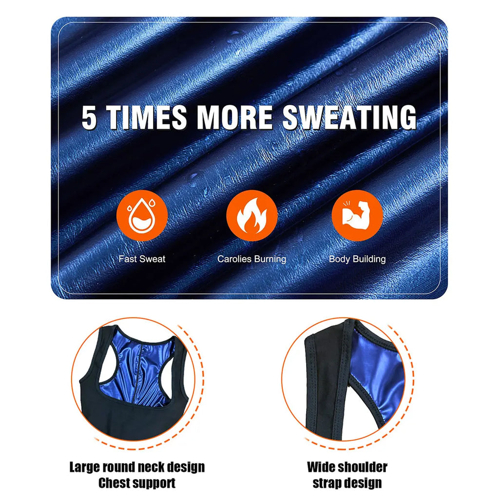 Sauna suits, women's full-body exercise jumpsuits, women's sauna suits, sweat-wicking tops, vest shaping clothes, hot jumpsuits