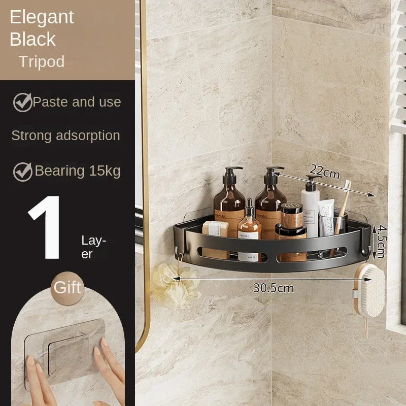 Adhensive Bathroom Shampoo Holder Shower Caddy Shelves Storage No Drill Shelf Corner Towel Holder Shelves For