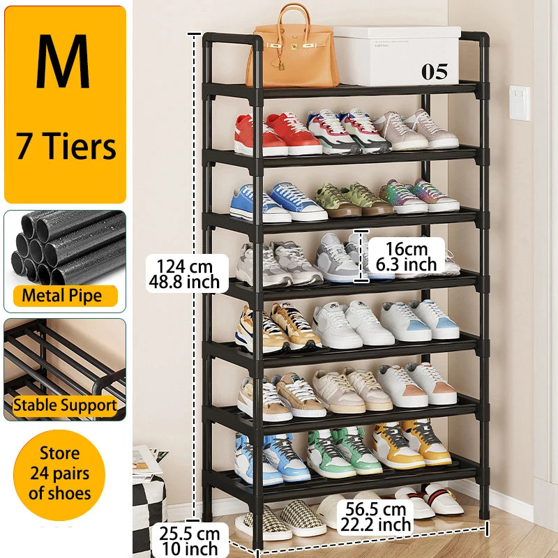 Multiple Layers Metal Shoe Rack, Large Capacity Shoe Organizer for Entryway, Closet, Garage, Shoe Shelf for Living Room