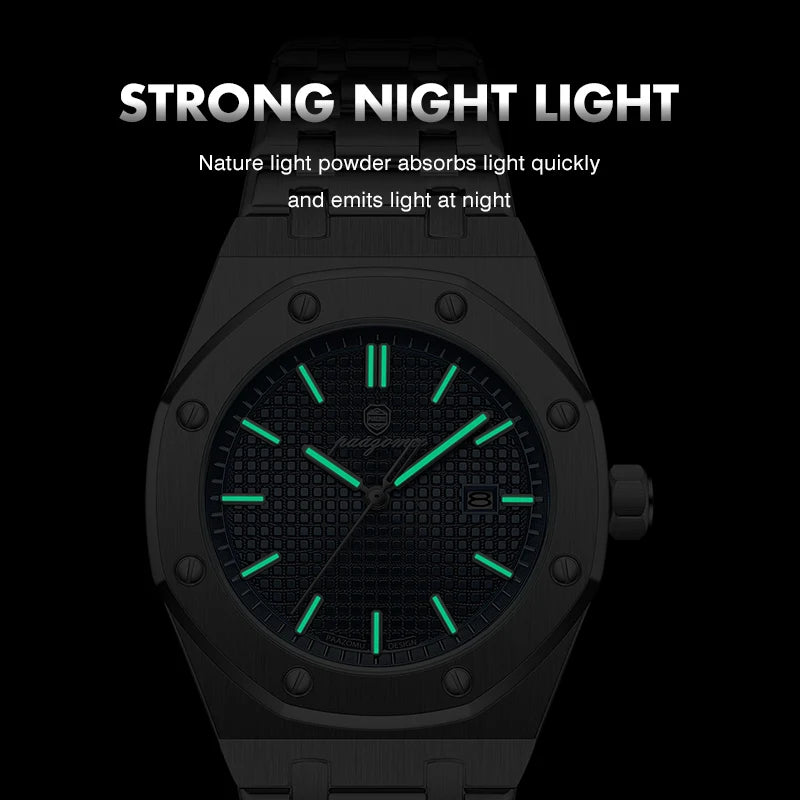 PAAZOMU Luxury Quartz Man Wristwatch Sport Men Watches Waterproof Luminous Date Week Stainless Steel Men's Watch Male Reloj+box