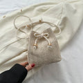 Straw Bags Cute Handbag Summer Beach Crossbody Purse Women Small Straw Crossbody Purse Adjustable Strap with Drawstring