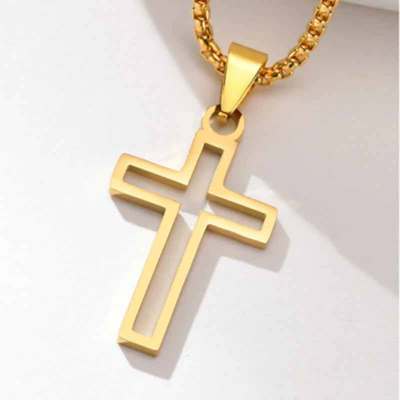 Fashion Cross Chain Pendant Necklace Fashion Men Women Metal Geometry Punk Gothic Party Jewelry Vintage Gifts