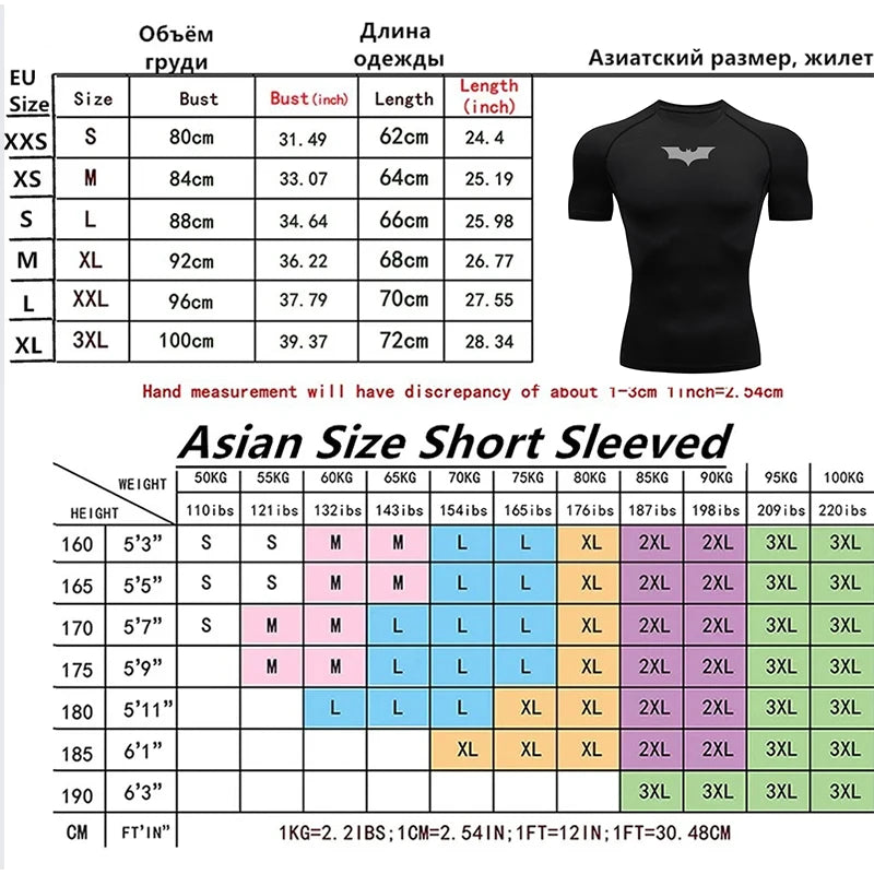 Bat Printed Men's Tight T-Shirt Running Compression Compression T Shirt Gym Fitness Jogging Short Sleeve Male Casual Shirt Tops