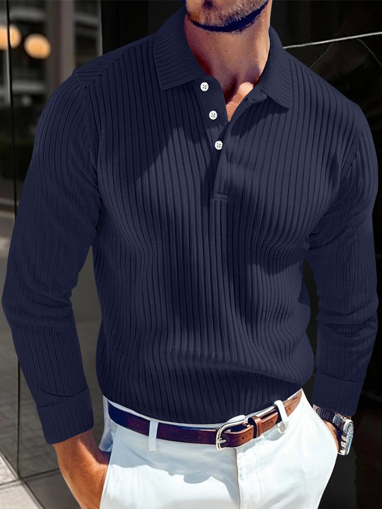 Men's Polo T-shirt Sports Retro Style Striped Polo Shirt
