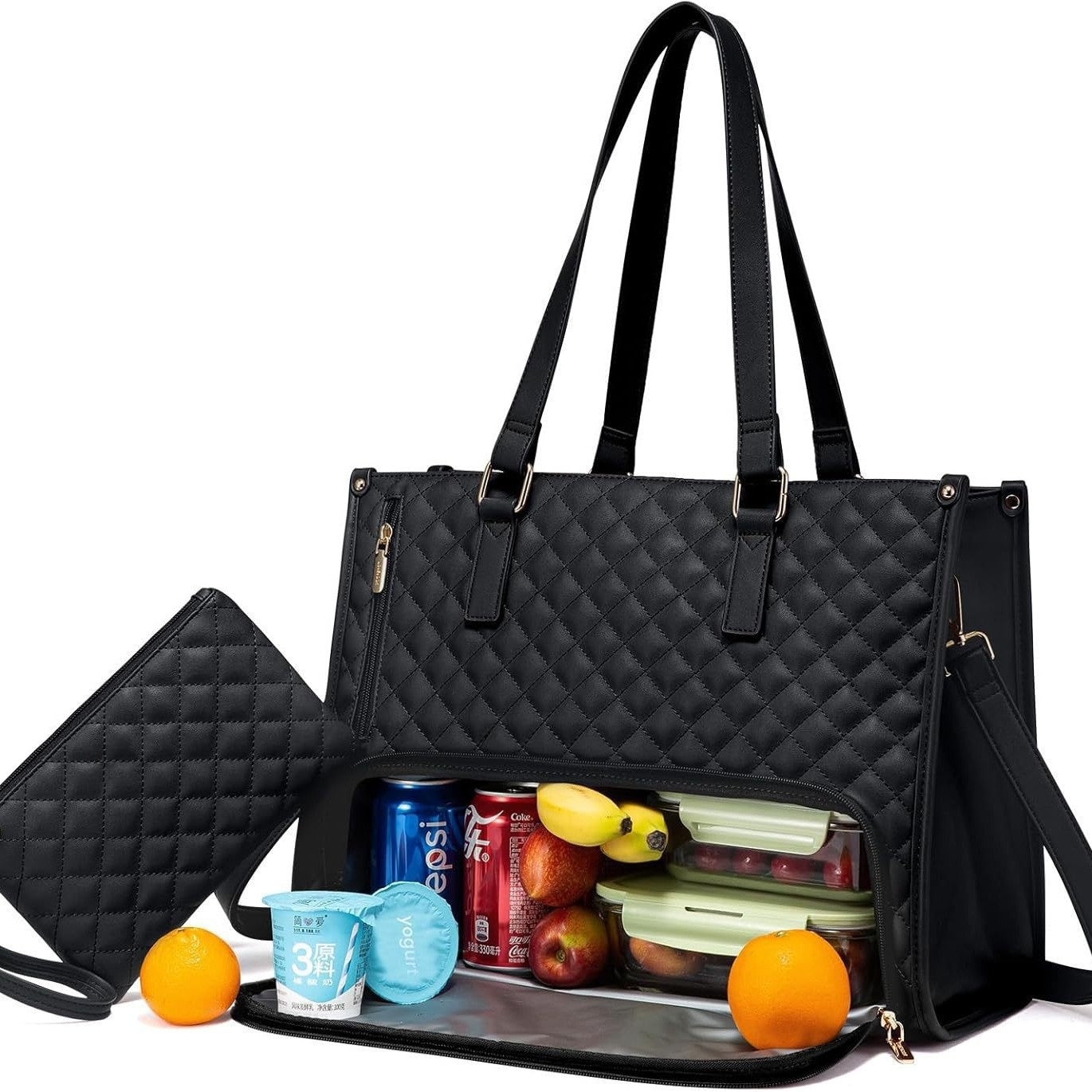 Fashionable Lunch Tote Bag Handbag With Purse, Large Capacity