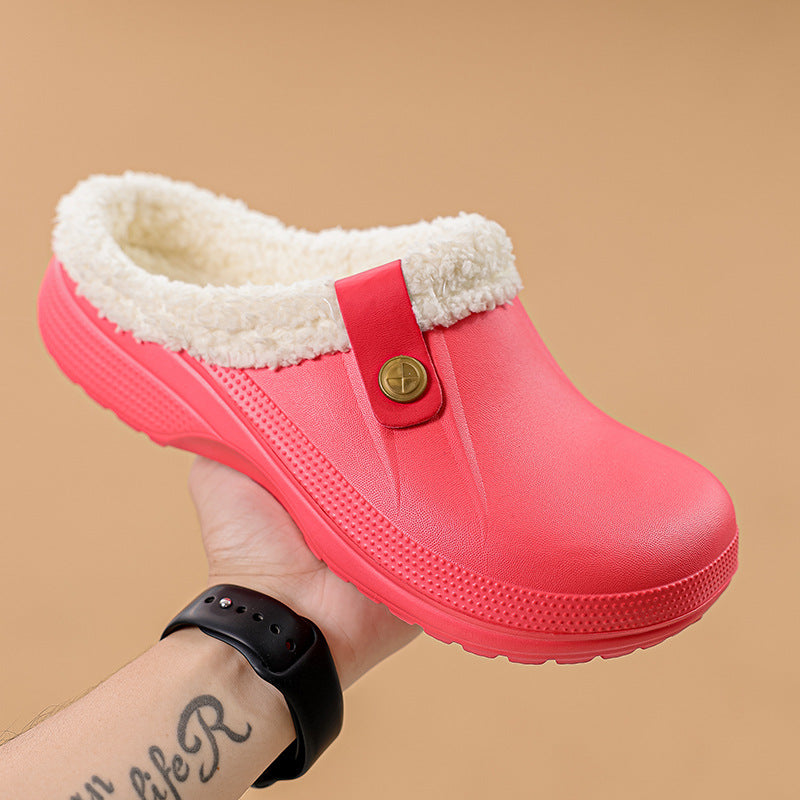 Fleece-Lined Cotton Slippers For Home