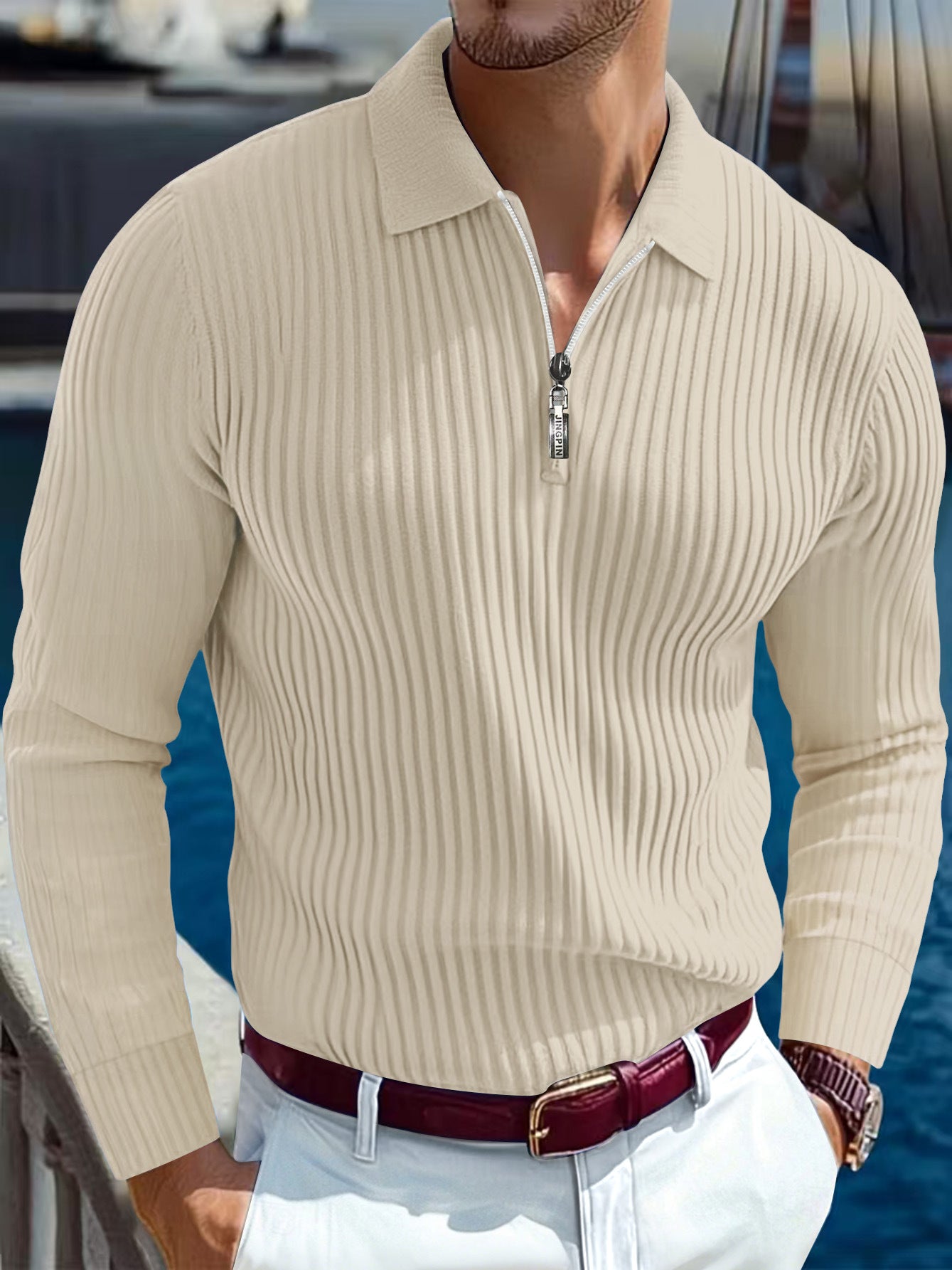 Men's Polo T-shirt Sports Retro Style Striped Polo Shirt